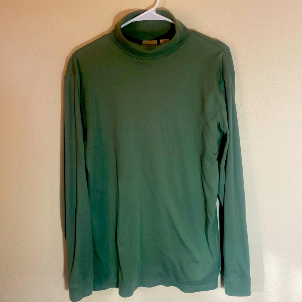 L.L.Bean Men's Turtle Neck long sleeve shirt, Olive green, Size Medium-Tall